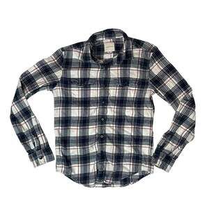 American Eagle Men's XS Plaid Long Sleeve Button Up Flannel Shirt Navy White Red